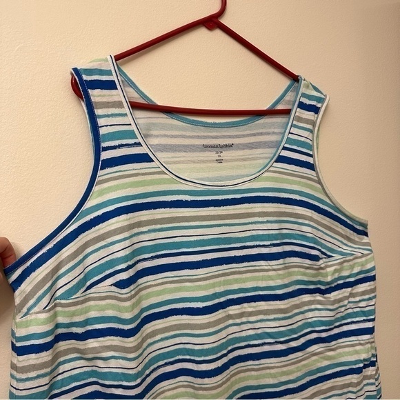 WOMAN Within Plus Size 1X , 22 / 24 Striped Tank Top - Picture 5 of 6